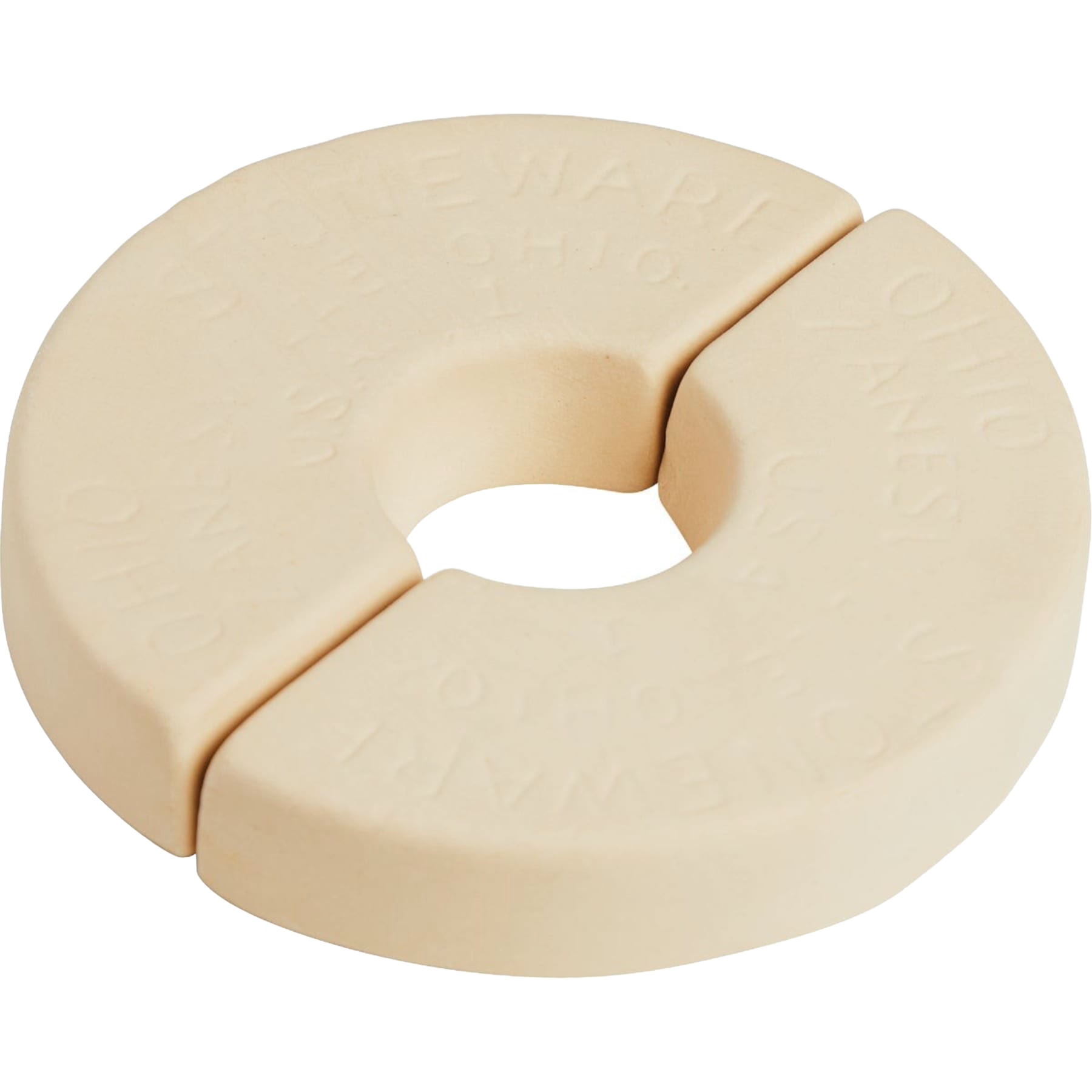 Beige stoneware fermentation weight stones in segmented ring shape for kitchenware and small appliances collections
