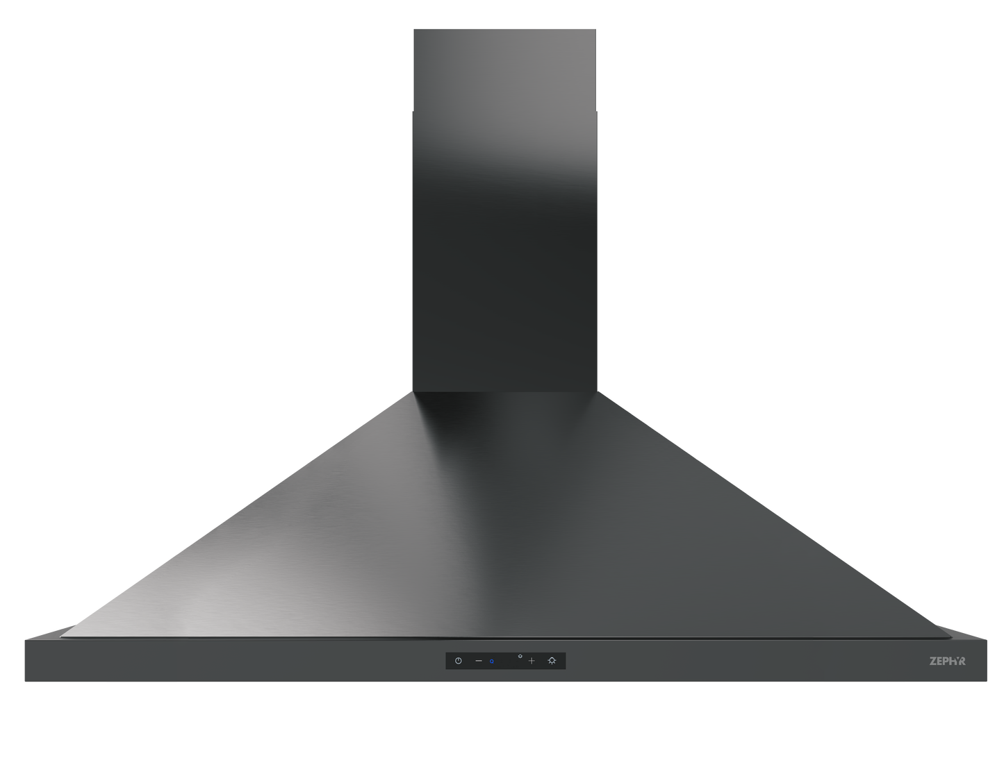 black stainless steel chimney hood with LED controls in over the range hoods and kitchen appliances collection