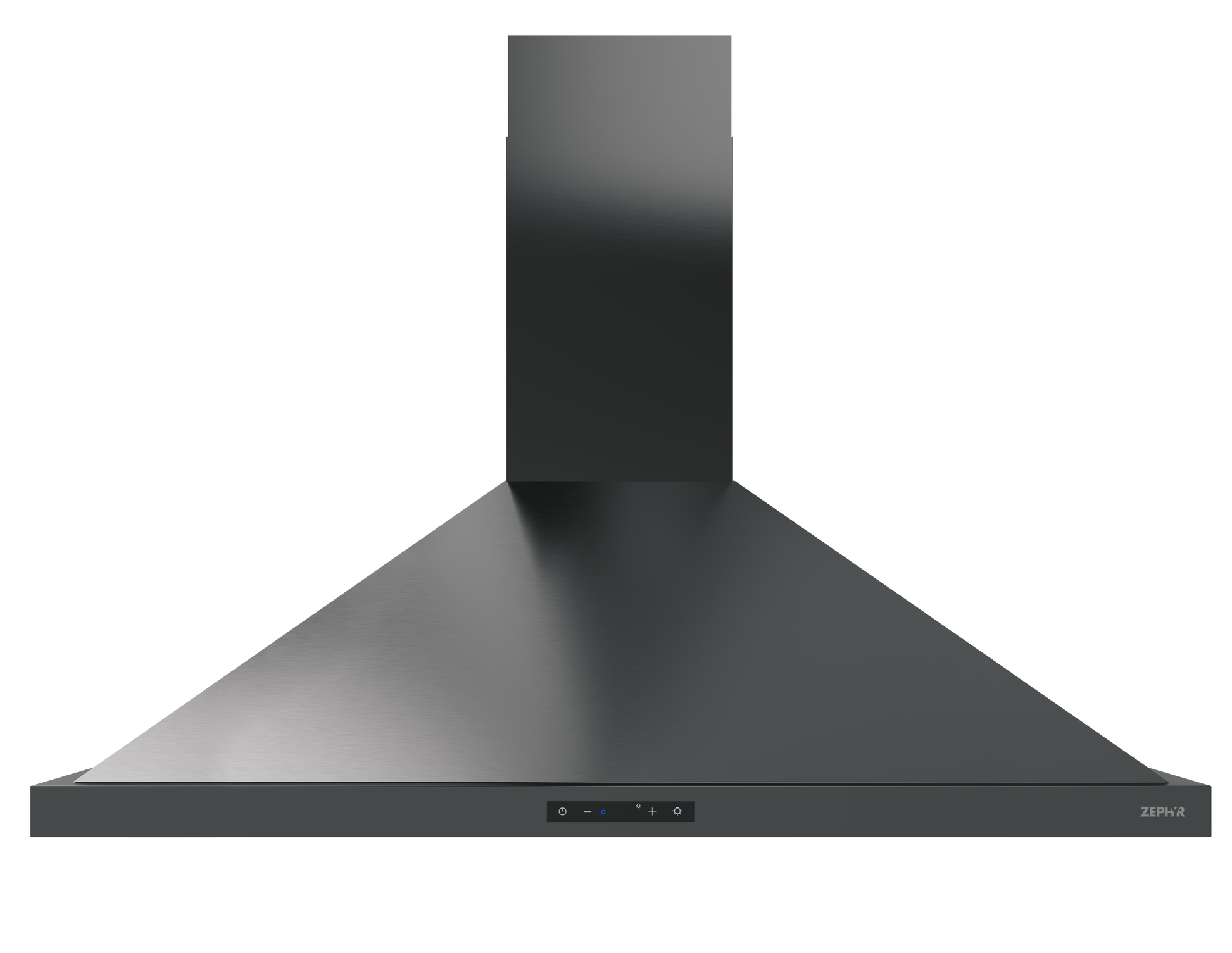 black stainless steel chimney hood with LED controls in over the range hoods and kitchen appliances collection