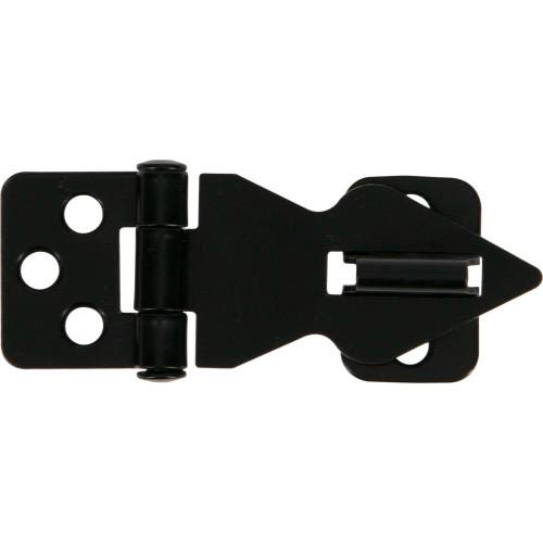 1-inch black decorative hasp with hinge and latch for securing doors and cabinets in home improvement hardware projects
