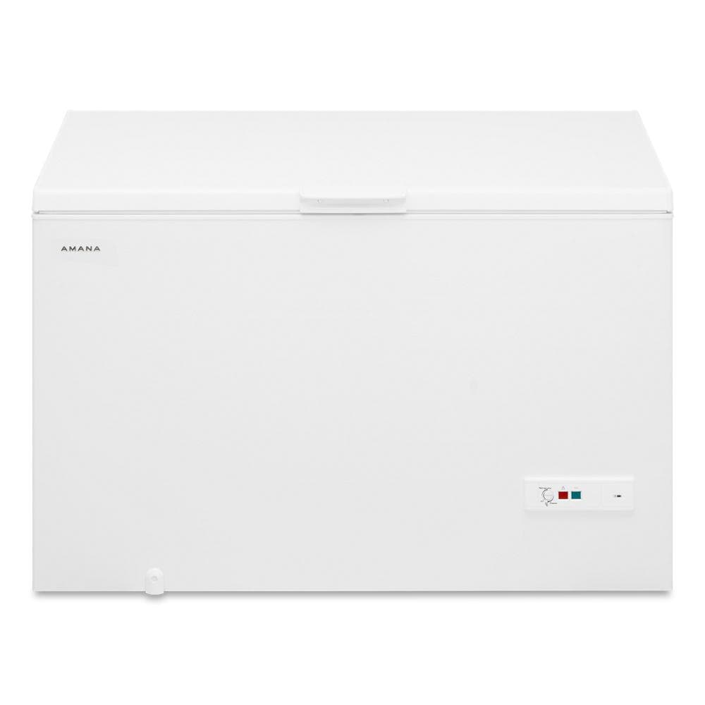 White chest freezer with top lid and control panel for temperature settings from freezer appliances collection