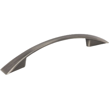 Sleek curved cabinet pull in brushed pewter finish for furniture and home improvement projects under $50