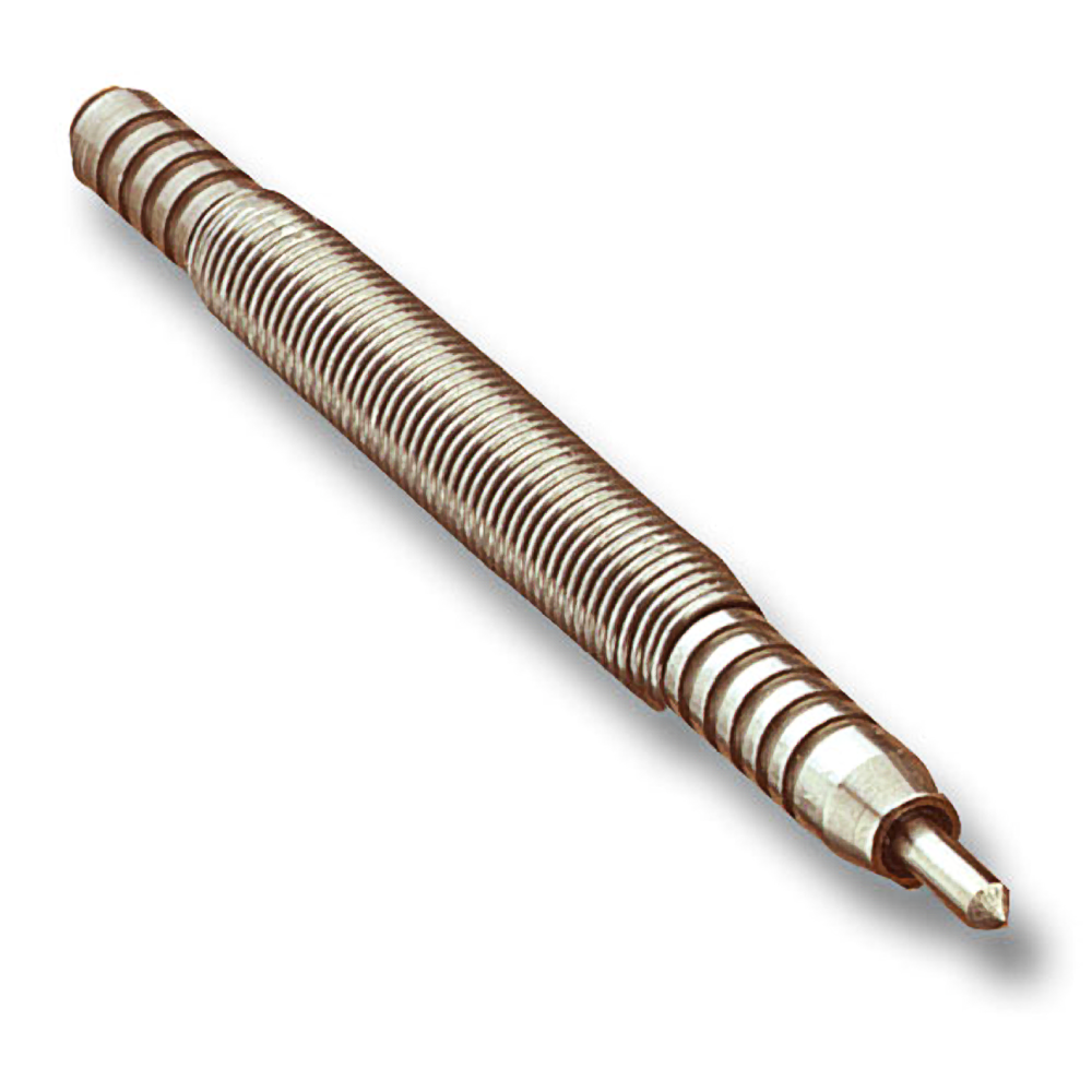 High speed steel center punch with grooved metal body for precise marking in tools and home improvement tasks
