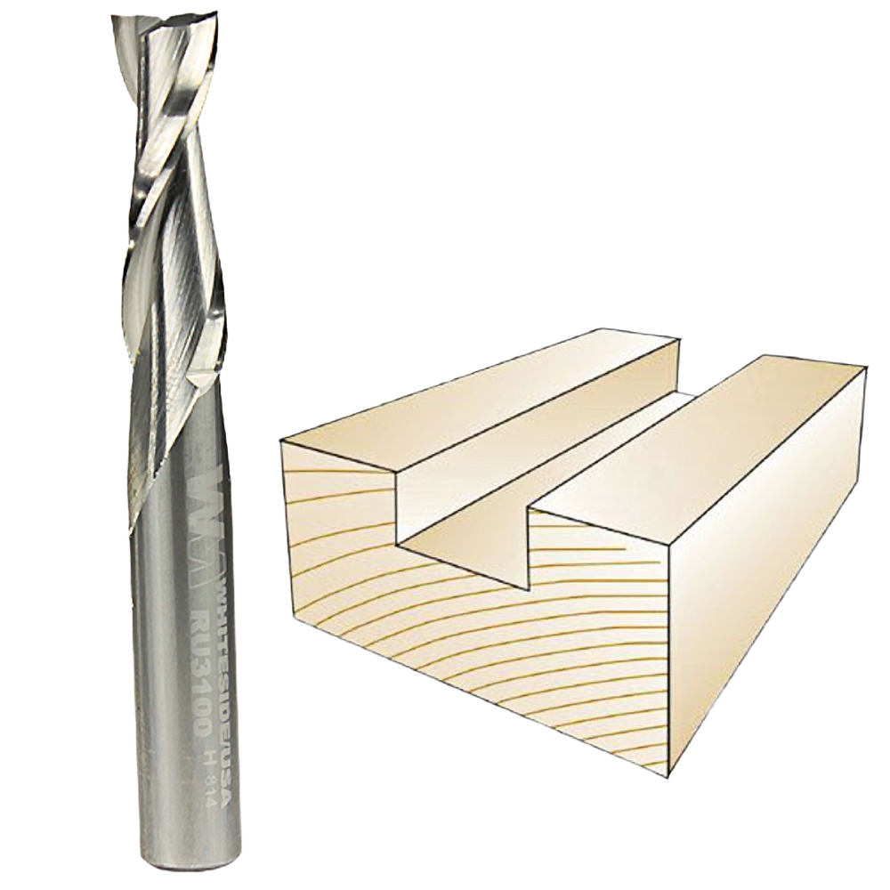 Spiral upcut bit designed for clean chip removal in deep cuts, featured in drill bits and tool accessories collections