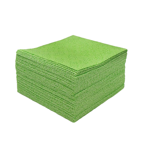 Stack of green polypropylene wipes designed for cleaning and maintenance in tools and home improvement tasks