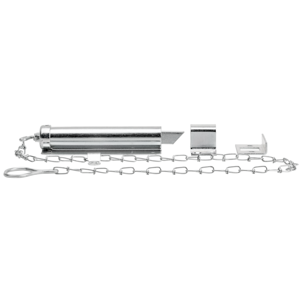 Zinc chain bolt with malleable iron bolt and die-cast zinc strike, included chain for door and gate hardware tools under $50