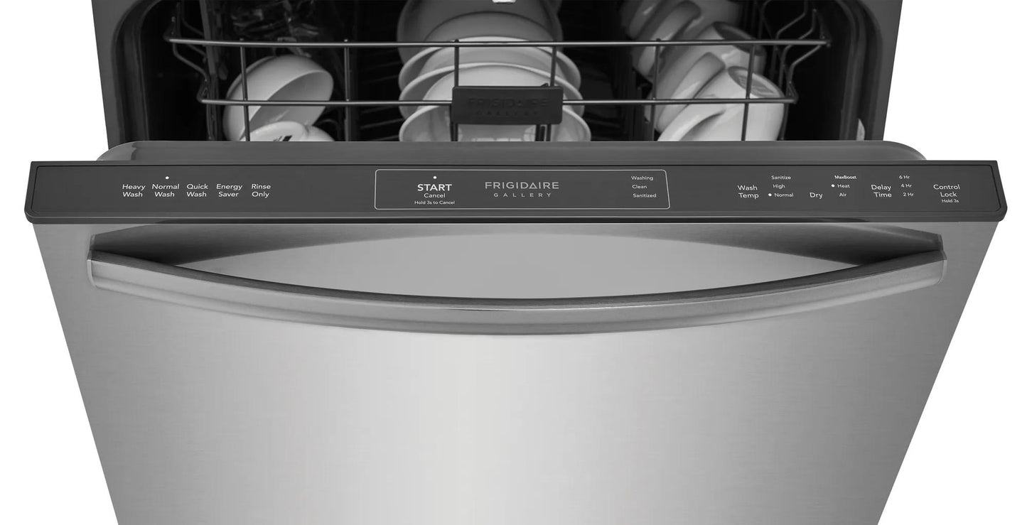 Stainless steel built-in dishwasher with sensor cleaning and multi-level racks for kitchen and home appliances