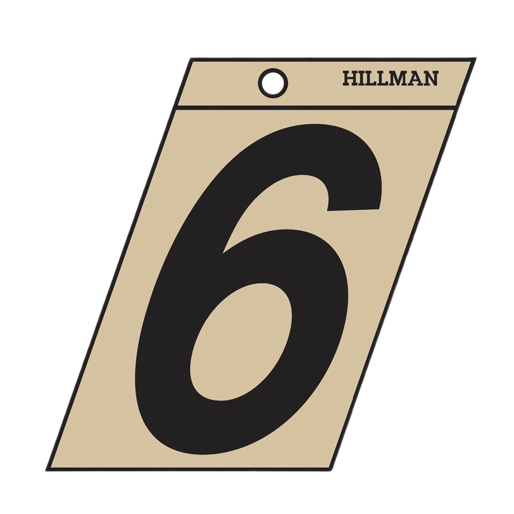 Black number 6 Mylar sticker with gold and beige background for labeling in tools and home improvement tasks