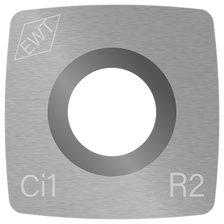 Square metal carbide cutter with a 2-inch radius, designed for woodworking tools and home improvement projects