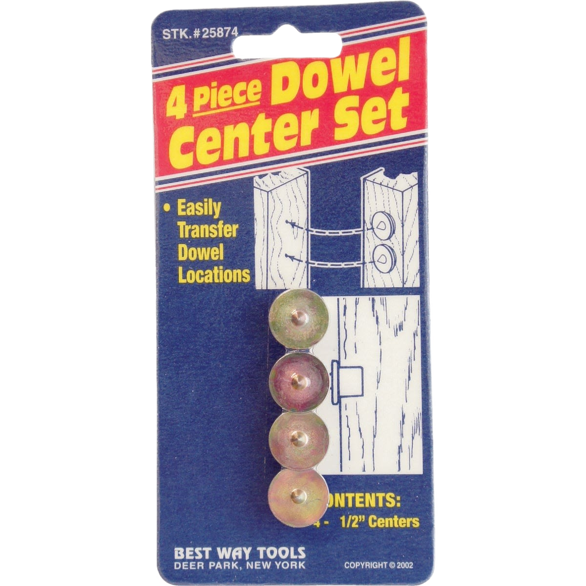 Four-piece dowel center set for precise dowel positioning in woodworking and tool accessory collections under $50