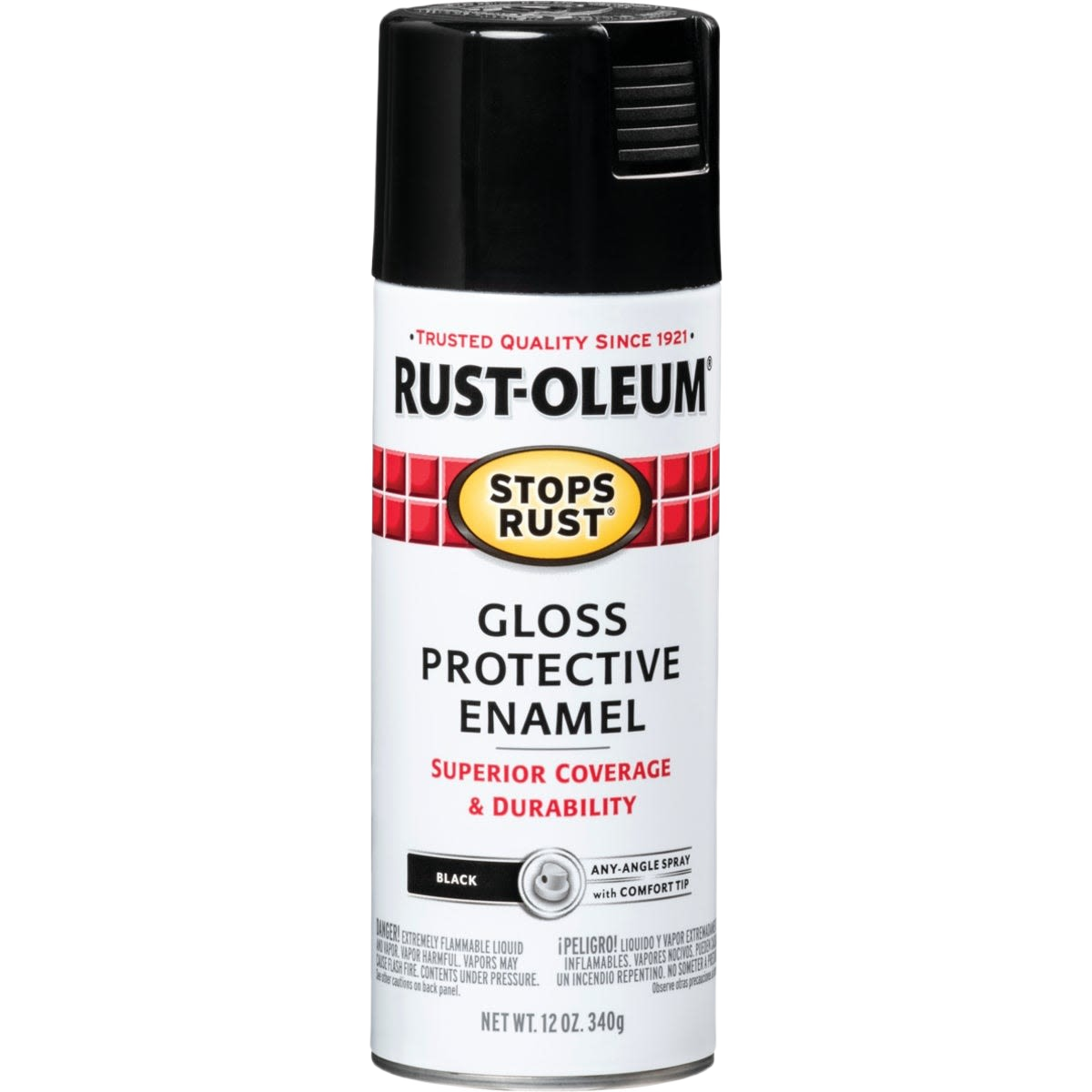Black gloss enamel spray can for protective coating in home improvement and spray paint supplies collections