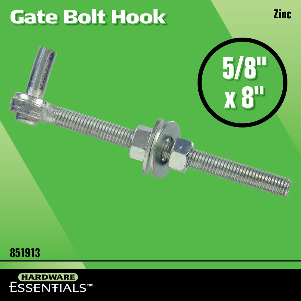 Hardware Essentials Gate Bolt Hook Zinc (5/8" x 8")
