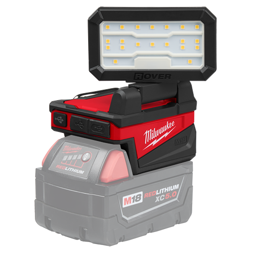 Compact Milwaukee utility flood light with USB charging and REDLITHIUM battery, part of Milwaukee Utility Lights collection