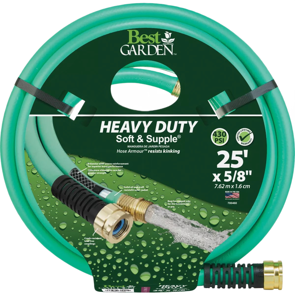 Heavy-duty garden hose with brass fittings, flexible design, and 430 PSI rating for watering and irrigation tasks under $50 collections