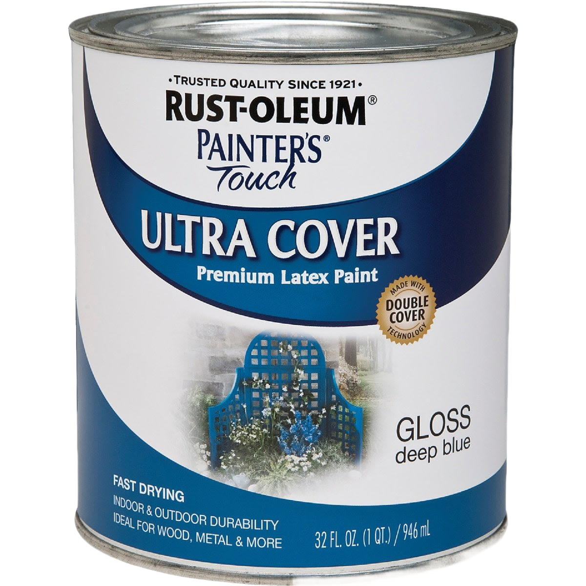 1 quart can of deep blue gloss latex paint for indoor and outdoor use in specialty paint and home improvement collections