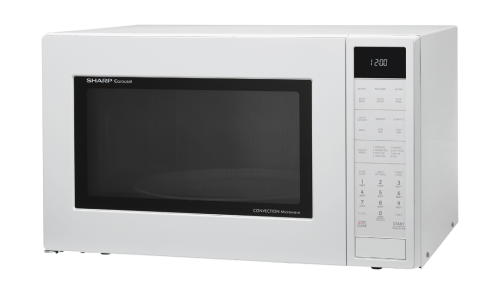 White stainless steel carousel convection microwave with digital keypad and LED display from Countertop Microwaves collection