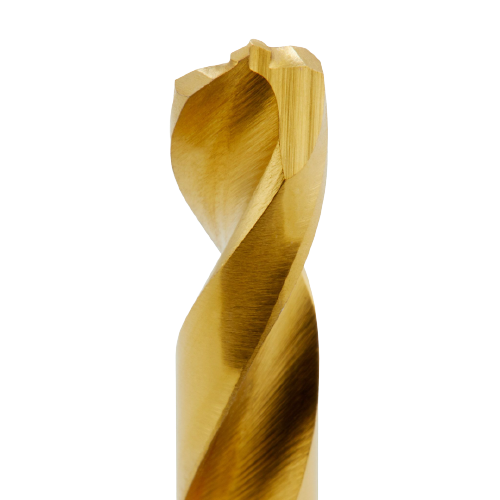 Close-up of a 3/16 inch titanium drill bit with advanced cutting edges for tool accessories and home improvement projects