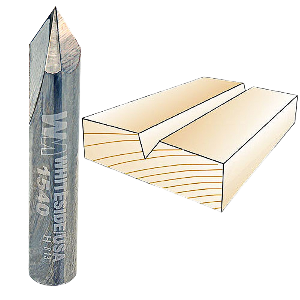 Whiteside two flute V-groove bit with 60-degree angle for precision woodworking in tool accessories and drill bits collections