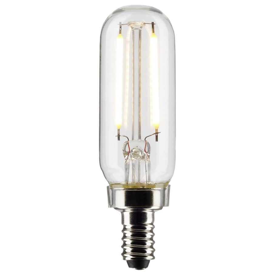 Clear tubular LED bulb with cool white light and candelabra base for energy-efficient home improvement lighting