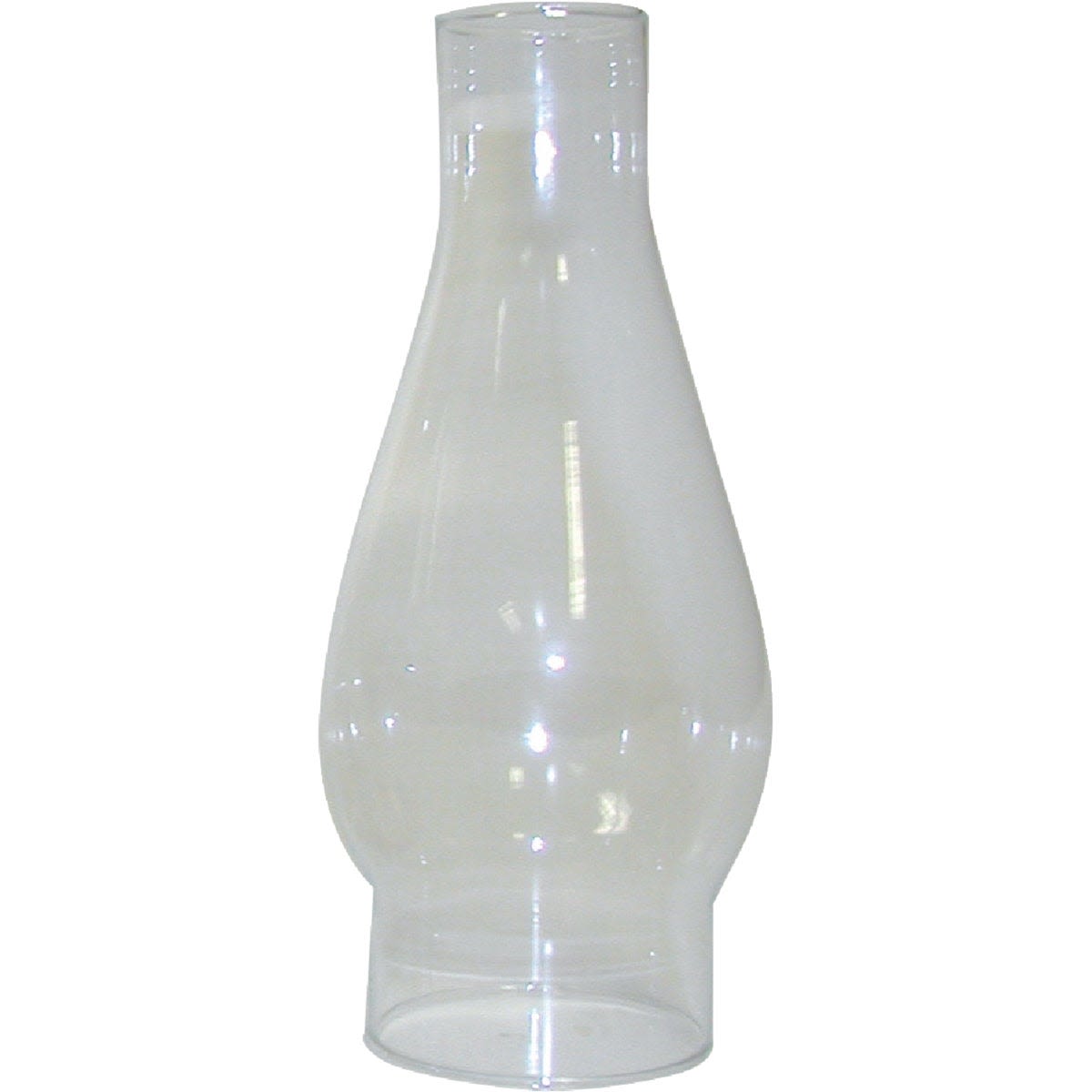Clear glass chimney with tapered shape designed for chamber lamps in home improvement applications
