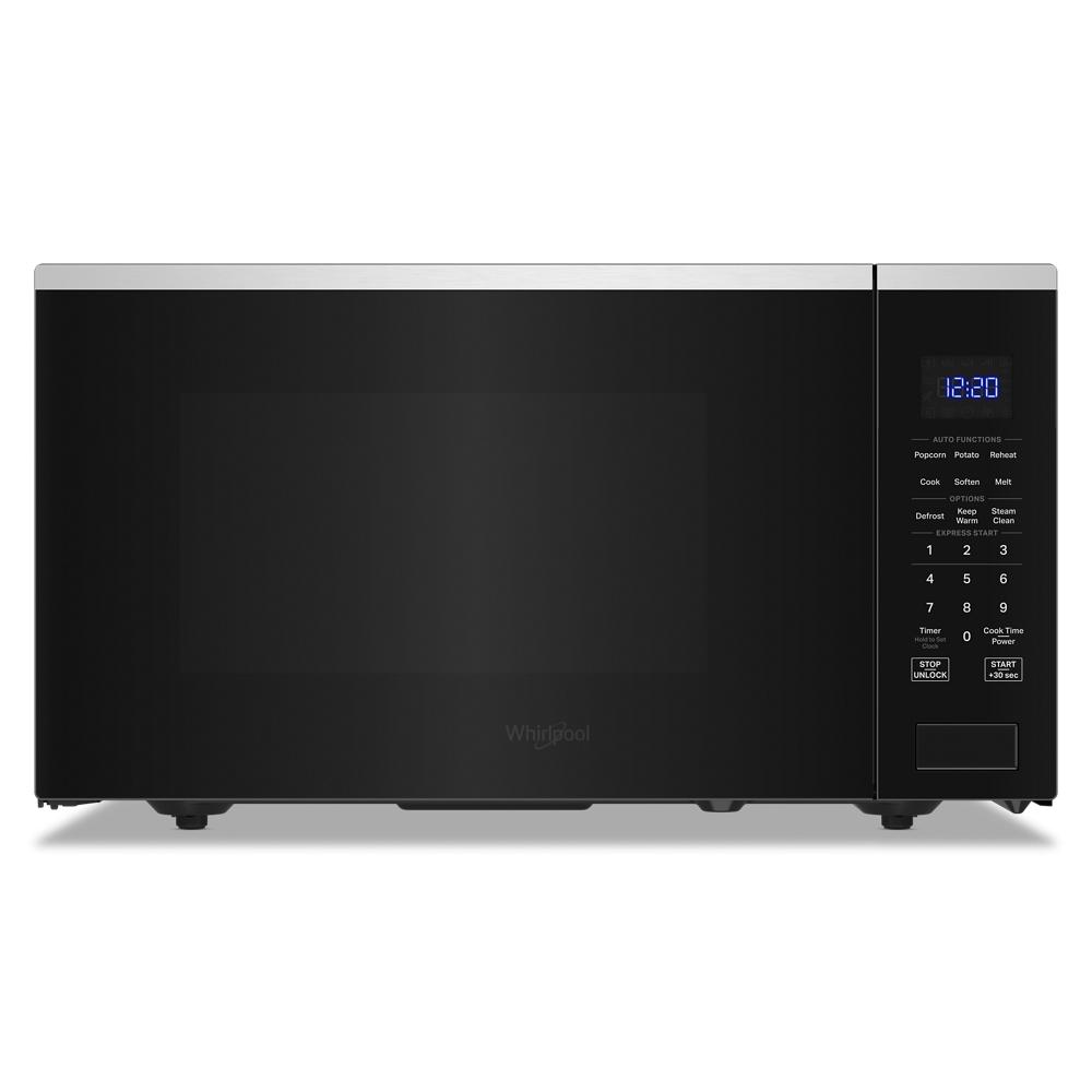 Black Whirlpool sensor microwave with digital control panel and blue LED clock in Kitchen & Kitchenware at Hartville Hardware