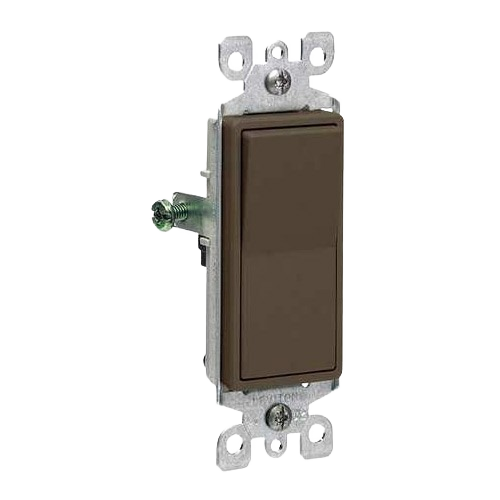 Brown rocker-style single-pole AC quiet switch for electrical home improvement and rocker wall plate applications under $50