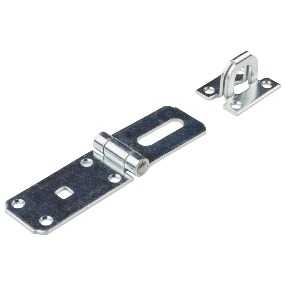 Zinc-plated hasp and staple set for securing doors, part of door and gate accessories in home improvement collections