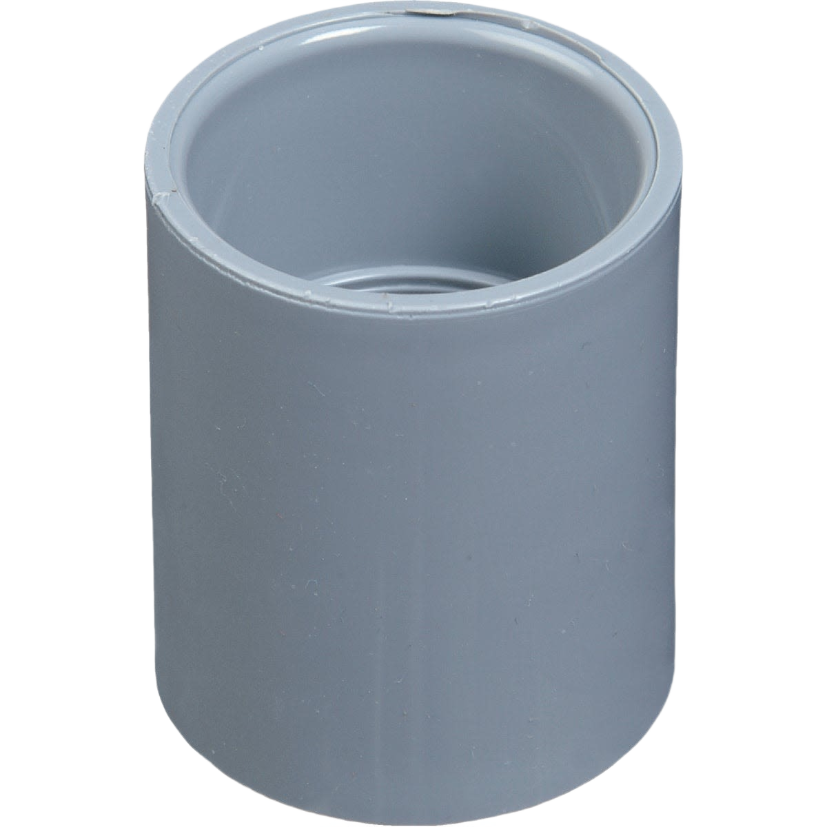 Gray PVC conduit coupling designed for secure pipe connections in electrical and home improvement projects