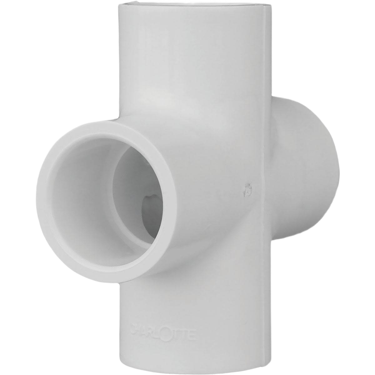 White PVC slip cross fitting with four openings for plumbing in Pipes & Fittings under $50 and Plumbing collections