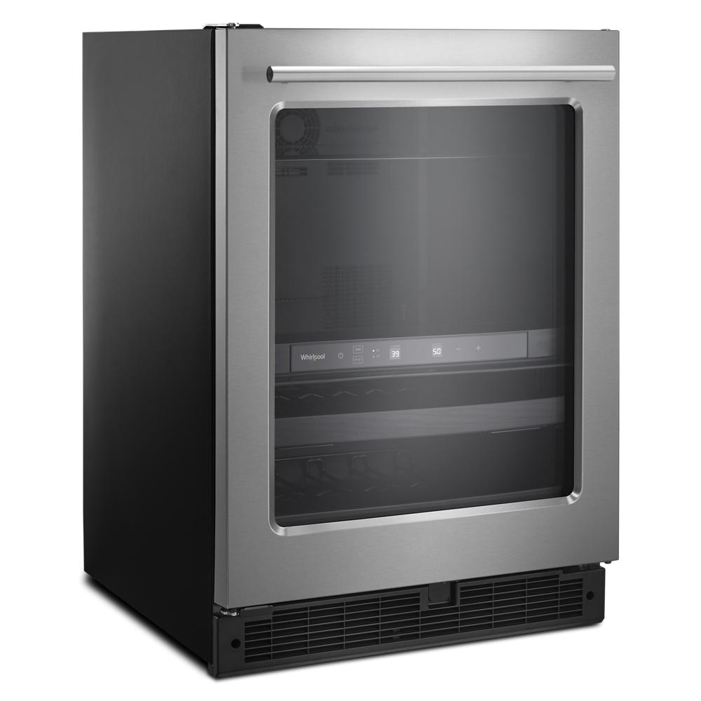 Undercounter beverage center in stainless steel with glass door and dual temperature zones from Appliances collection