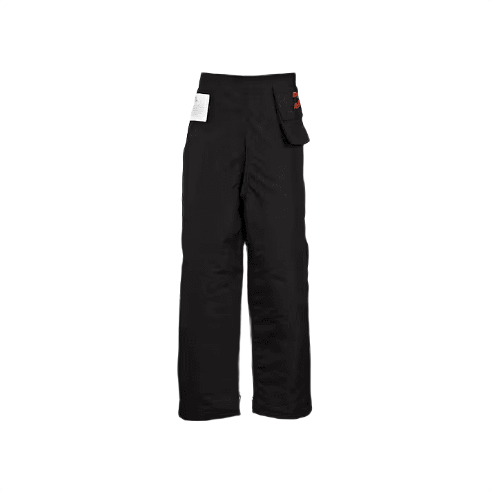 Black protective zip chaps with six-layer cut-resistant fabric for safety and home improvement PPE collections
