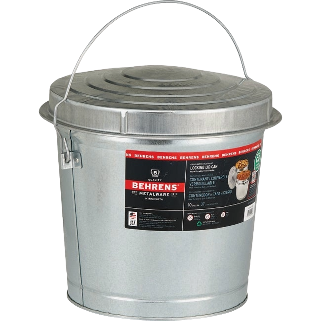 Behrens 10 Gal. Galvanized Locking Lid Trash Can with Lid