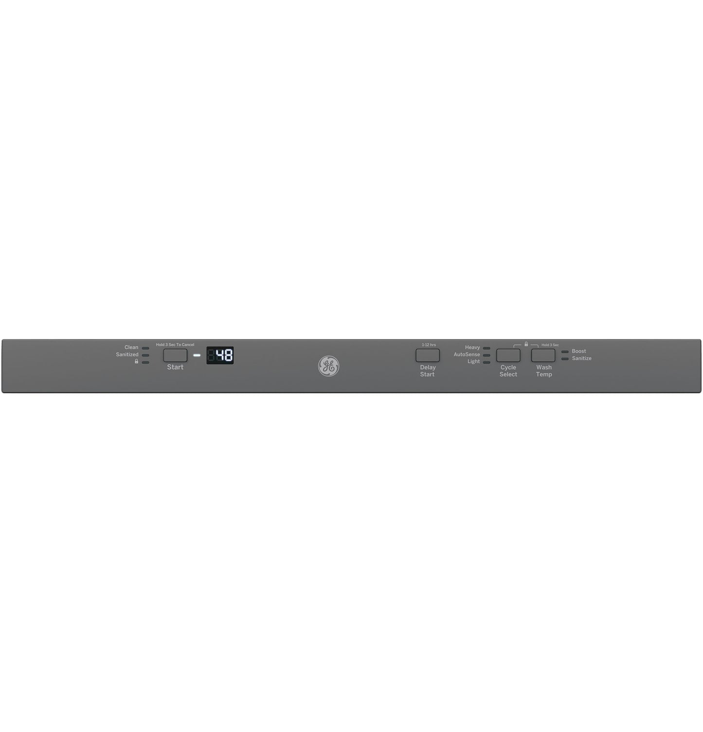 Control panel for stainless steel dishwasher with digital display and multiple cycle options for kitchen appliances and home improvement