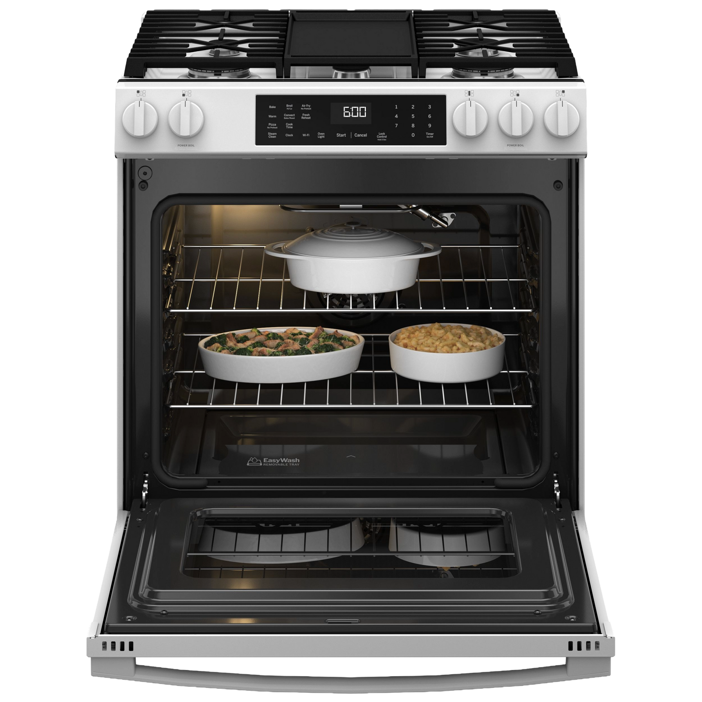 GE® 30" Slide-In Front-Control Convection Gas Range with No Preheat Air Fry and EasyWash™ Oven Tray