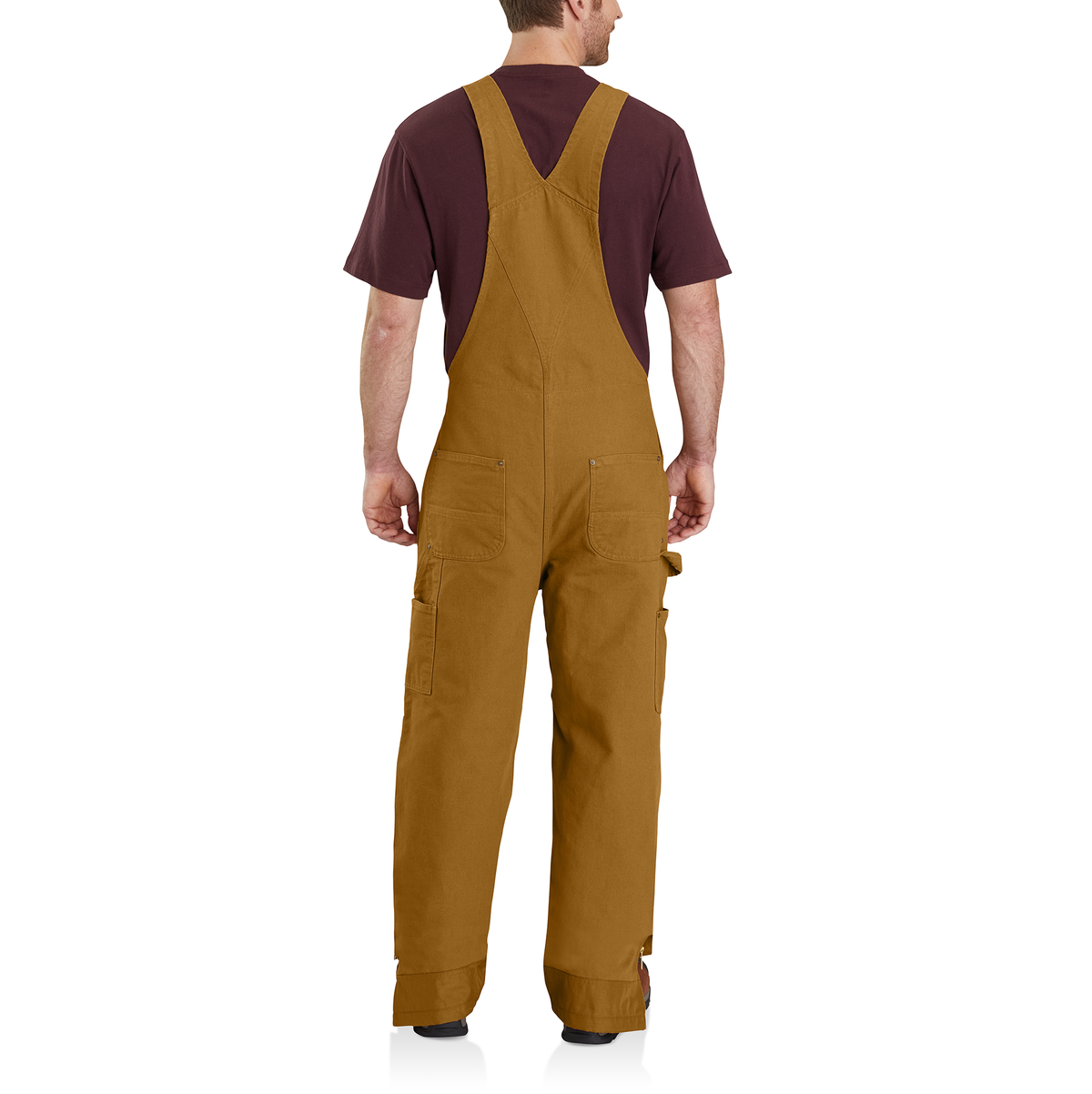 Carhartt Washed Duck Insulated Bib Overall - Carhartt Brown, Short Large