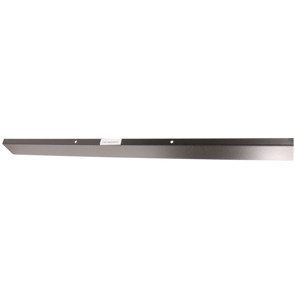 Black metal flush mount deflector vent bar for microwave drawer, ideal for kitchen tool and appliance installation.