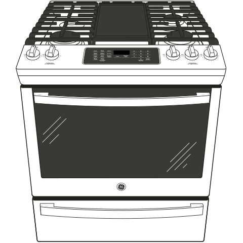 GE® 30" Slide-In Front-Control Convection Gas Range with No Preheat Air Fry