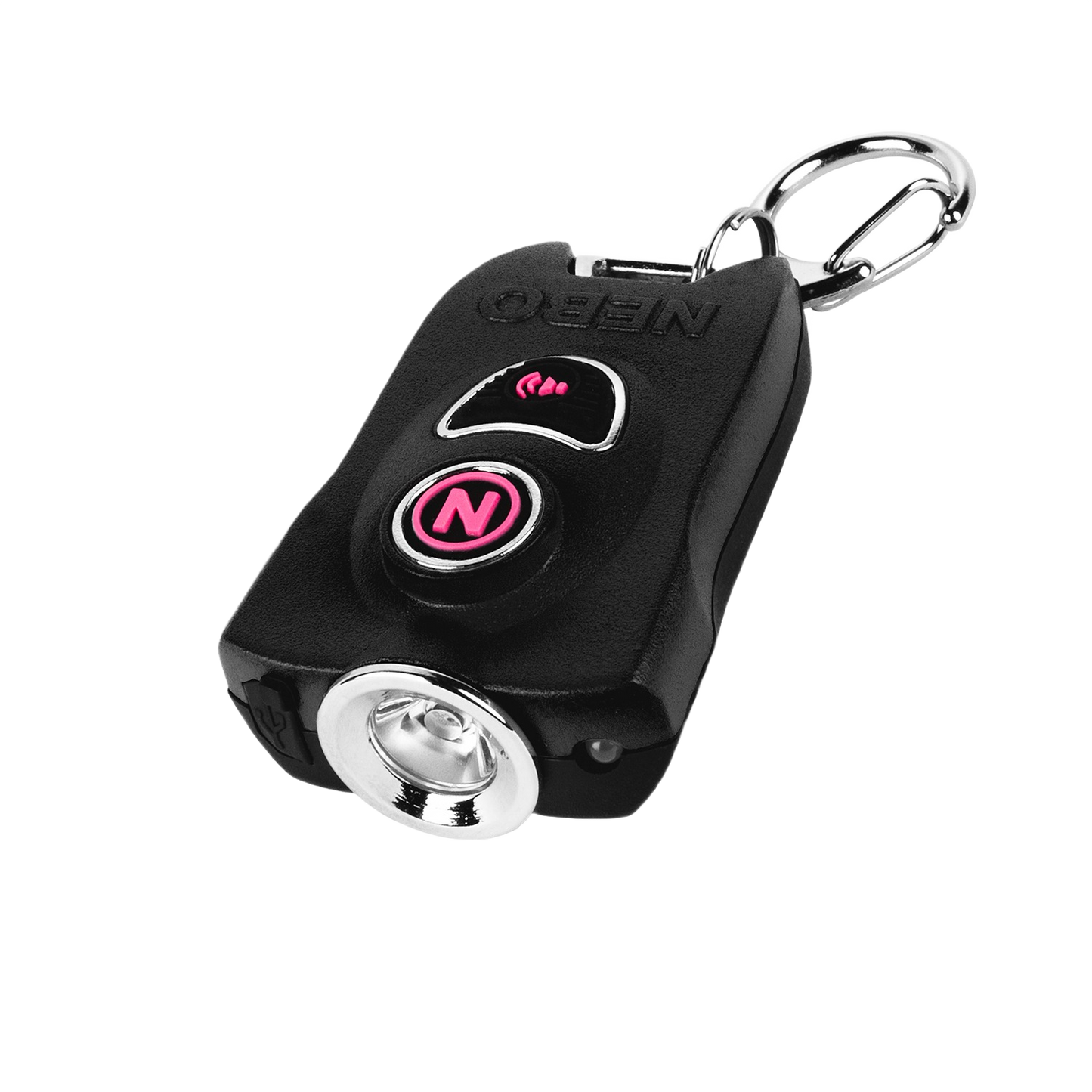 Compact black keychain flashlight with built-in safety alarm for hand tools and home improvement under $50 categories