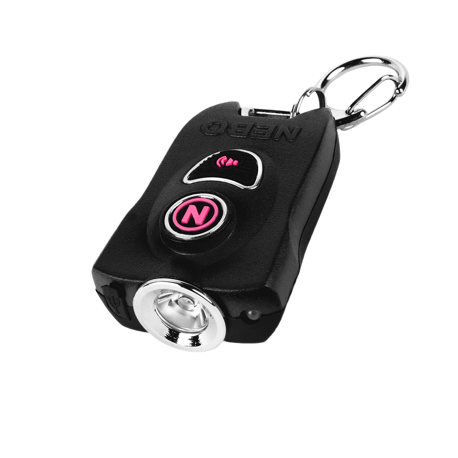 Compact black keychain flashlight with built-in safety alarm for hand tools and home improvement under $50 categories