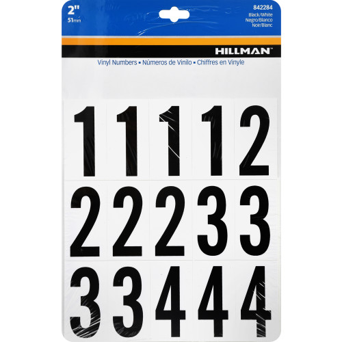 2-inch adhesive black and white vinyl house number stickers for outdoor use in home improvement projects