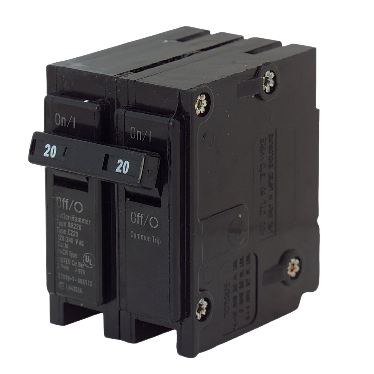 Black double-pole 20 amp circuit breaker for electrical panels in home improvement and breakers collections under $50