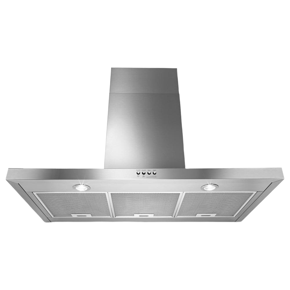 36-inch stainless steel wall mount flat range hood with 3-speed motor and LED lights in kitchen appliances at Hartville Hardware