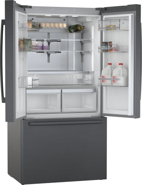 800 Series, French Door Bottom Mount Refrigerator, 36'', Black Stainless Steel