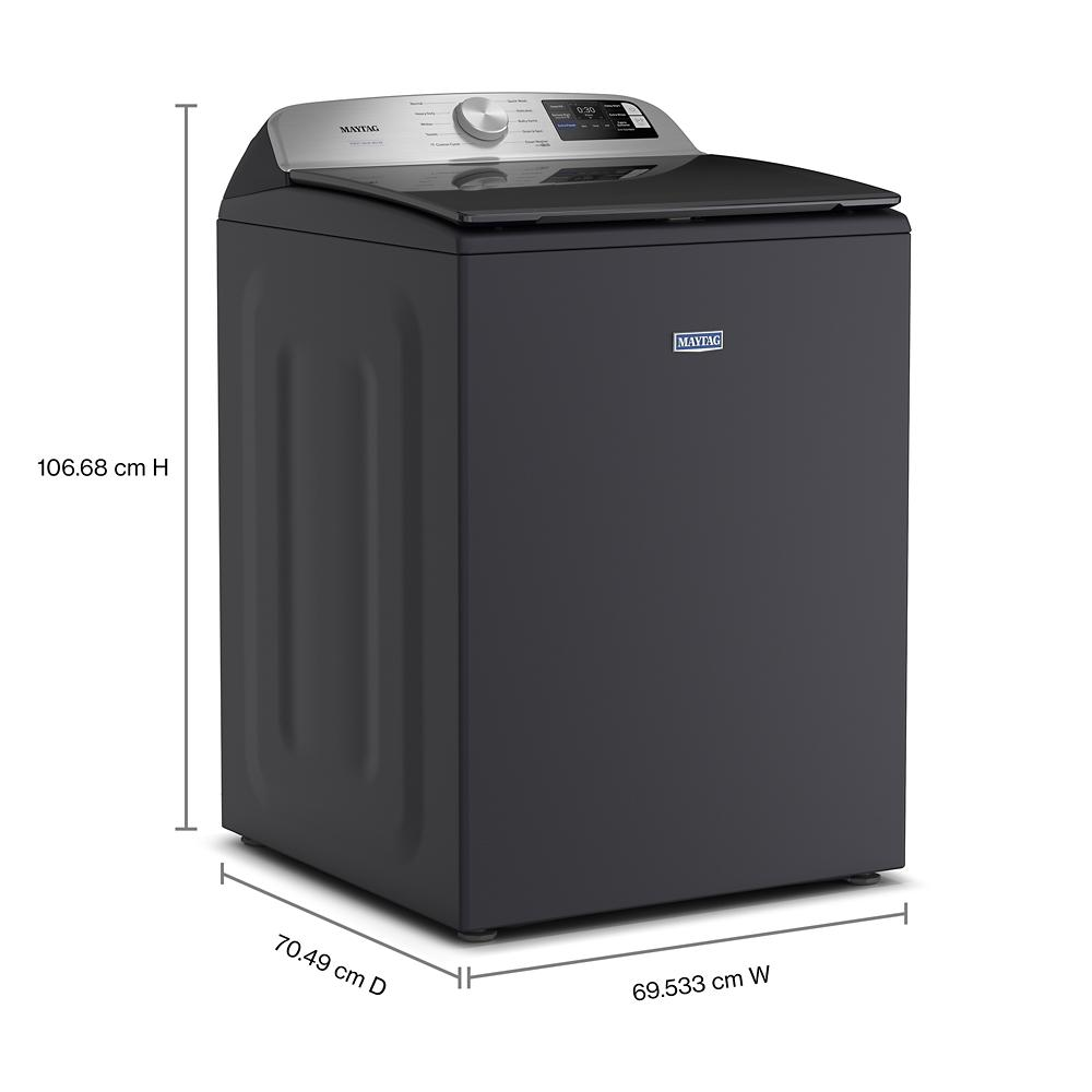 Dark gray top load washer with digital control panel and Impeller technology, part of top load washers collection.