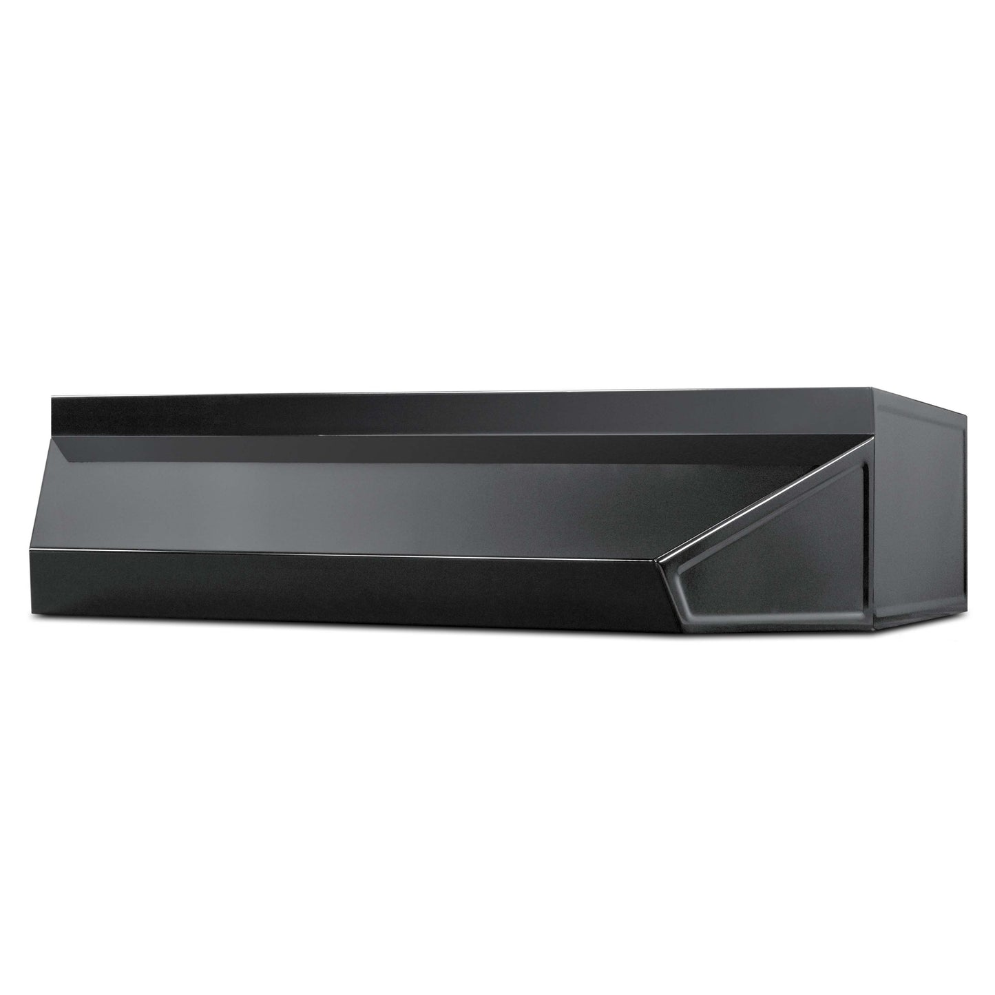 Jet black 30 inch shell hood designed for kitchen installation, part of the Over the Range Hoods collection.