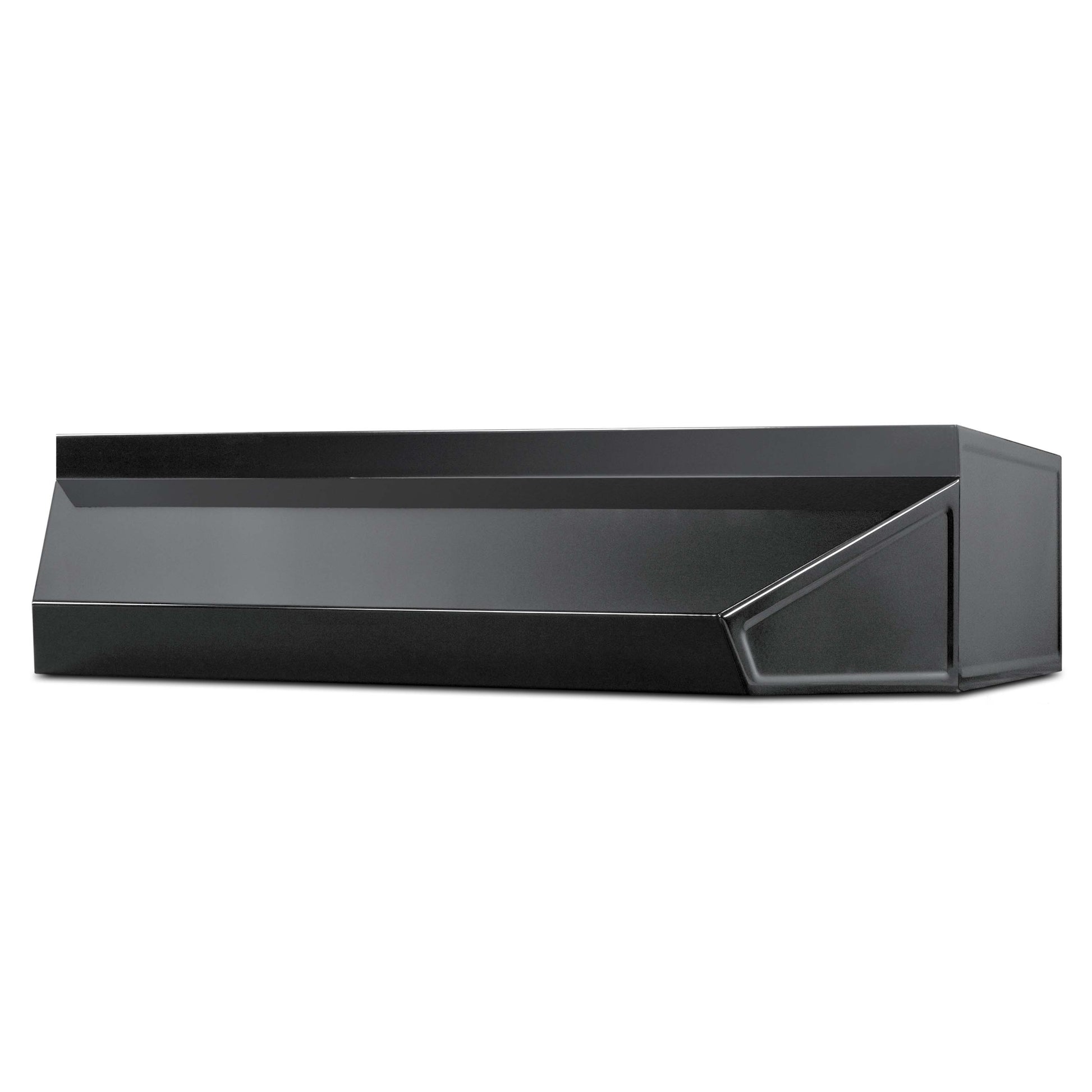 Jet black 30 inch shell hood designed for kitchen installation, part of the Over the Range Hoods collection.