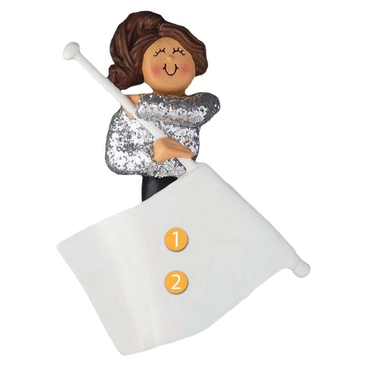 Ornament Central Personalized Brunette Female Flag Girl Ornament