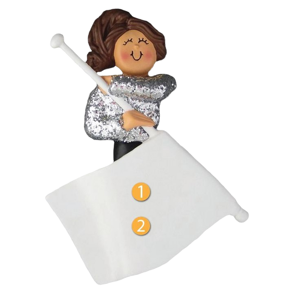 Ornament Central Personalized Brunette Female Flag Girl Ornament
