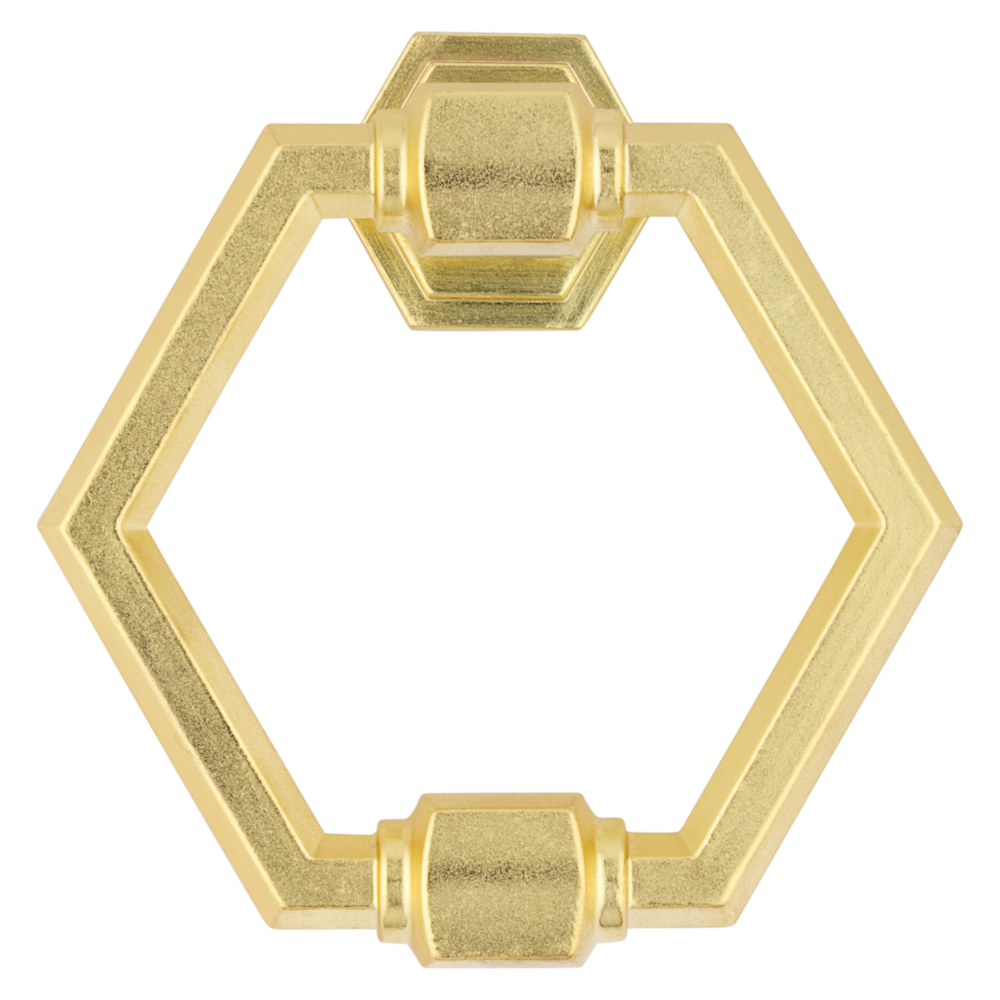 Brushed gold zinc hexagon-shaped door knocker for elegant door accessories in home improvement collections