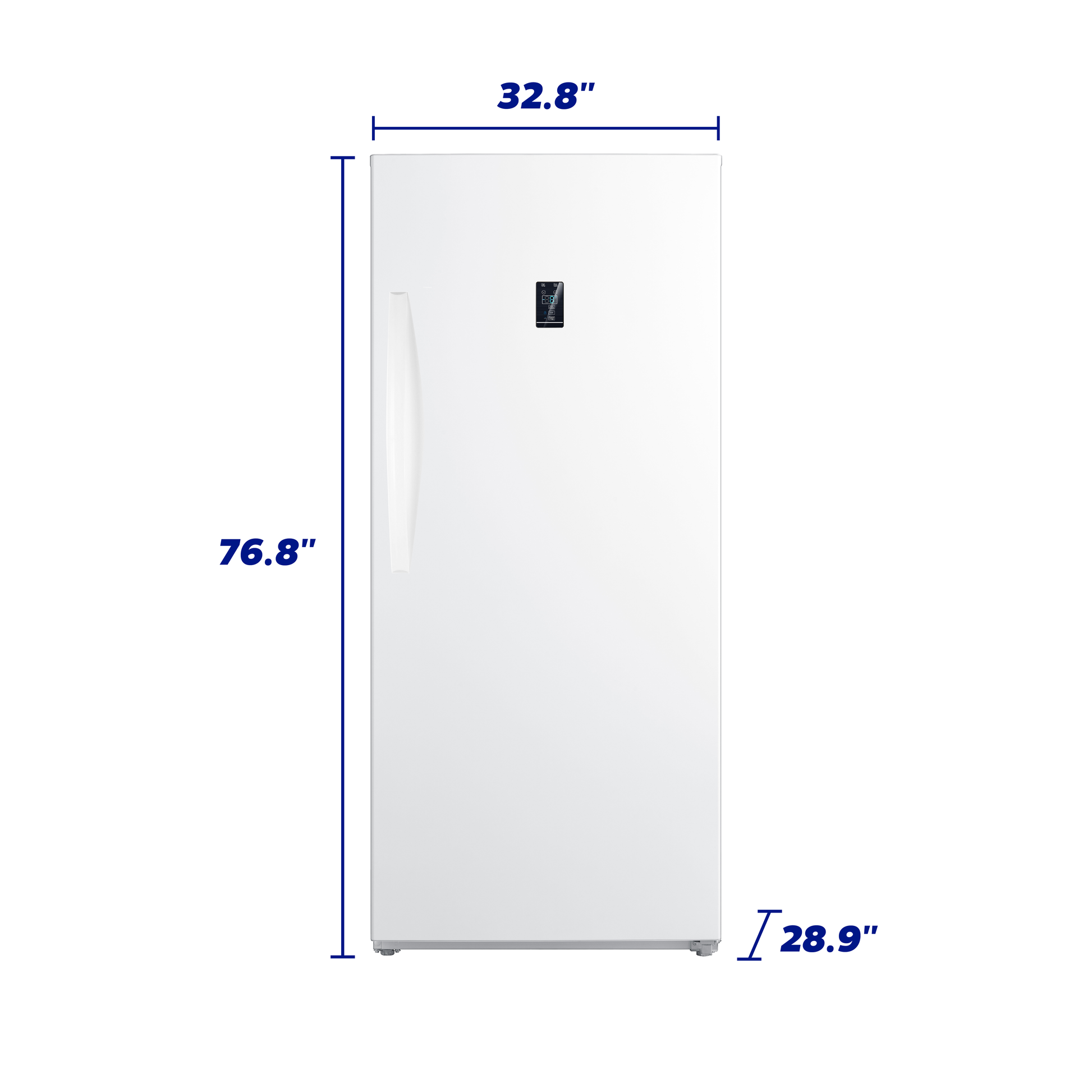 White upright convertible freezer with digital display and dimensions in Freezers & Ice Makers collection